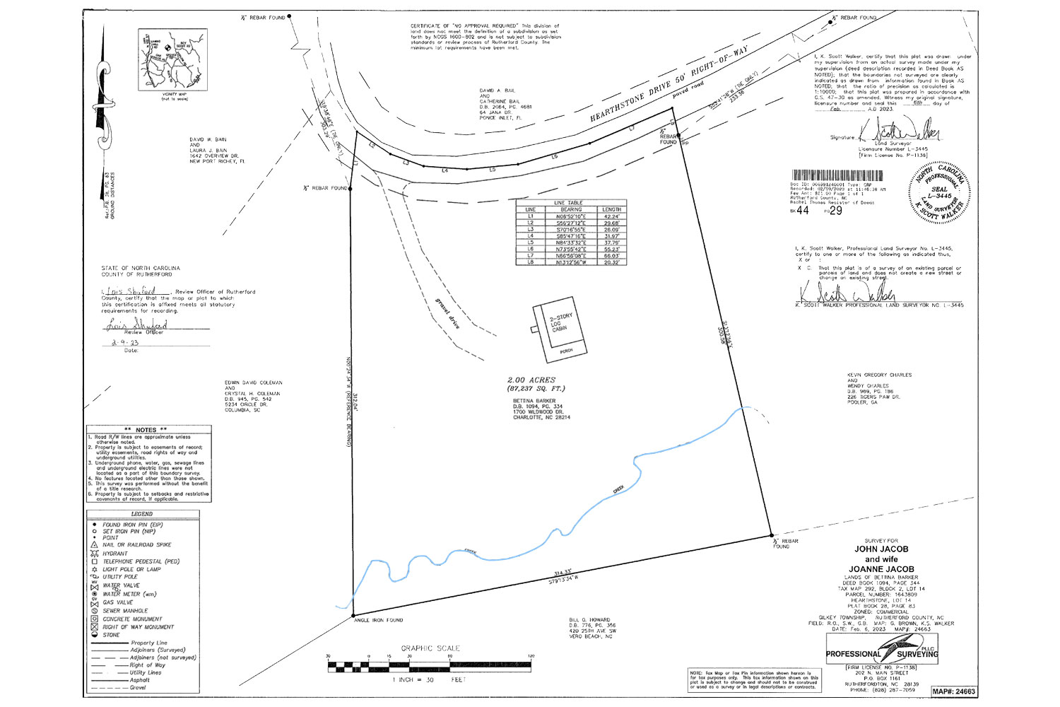 MLS # 4283344 | 2.00 acres | New log cabin w/stream in gated Hearthstone Ridge